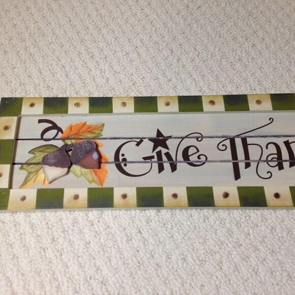 Sign Give Thanks Wooden Sign - Picture 5 of 11